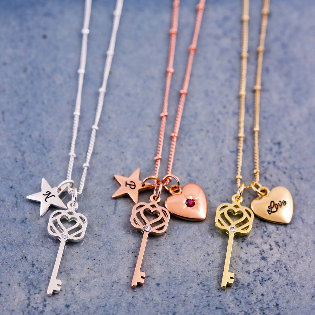 Infinity Heart Key Charm Necklace By J&S Jewellery