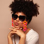 Nina – Neon Pink And Orange With Tortoiseshell Chunky Acrylic Glasses Chain, thumbnail 2 of 6