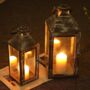 Set Of Two Gray Brush Vintage Hanging Candles Lantern, thumbnail 3 of 4