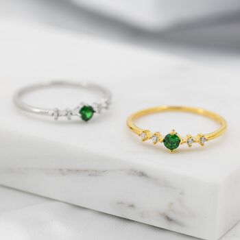 Vintage Inspired Emerald Green Dot Cz Ring, 4 of 12