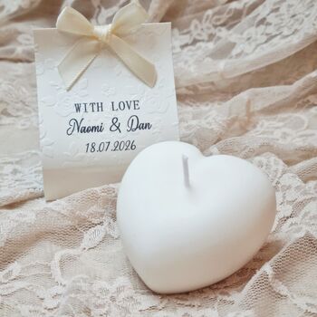Personalised Wedding Favours Hearts Candles, 6 of 6