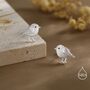 Sterling Silver Chickadee Bird Stud Earrings, thumbnail 2 of 10