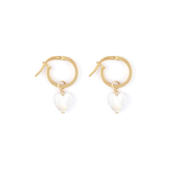 Mother Of Pearl Heart Creole Hoop Earrings, 2 of 2
