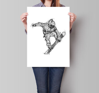 Set Of Three Snowboard Rough Prints, 4 of 4
