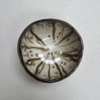 Handmade Gold Round Ceramic Ring Dish Bowl Jewel Holder, 6 of 6