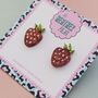 Red Strawberry Glitter Studs, thumbnail 4 of 4