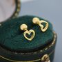 Sterling Silver Tiny Open Heart Screw Back Earrings, thumbnail 4 of 12