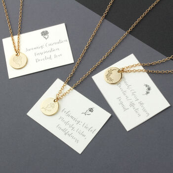 Etched Birth Flower Necklaces, 5 of 12