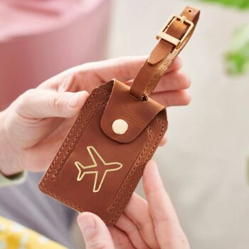 Personalised Plane Luxe Leather Luggage Tag, 4 of 5