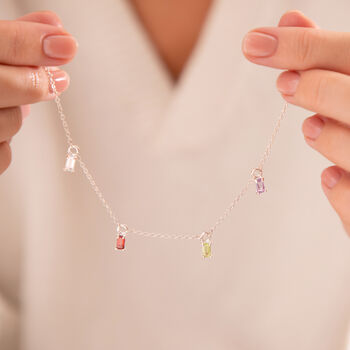 Personalised Silver Birthstone Necklace, 4 of 6