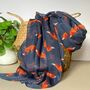 Foxes Print Scarf In Navy Blue, thumbnail 1 of 3