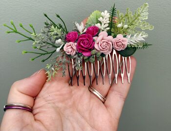 Bright And Light Pink Flower Hair Comb, 2 of 6