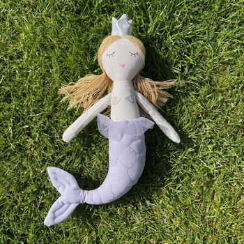 Linen Mermaid Princess With Pink Hair, 7 of 8