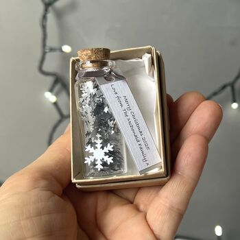 Miniature Bottle Of Silver Snowflakes Christmas Keepsake, 8 of 10