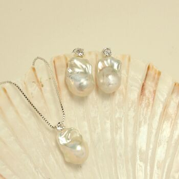 Gleaming Baroque Pearl Silver Earrings, 4 of 5