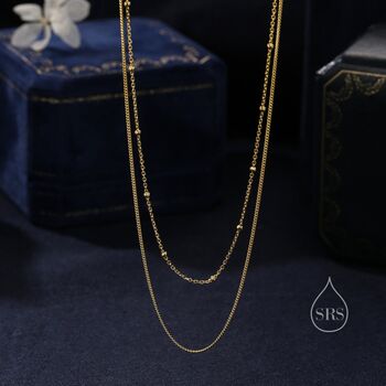 Double Layer Necklace With Satellite And Curb Chain, 4 of 10
