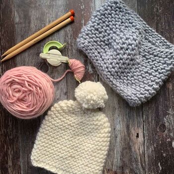 Ripple Merino Wool Beanie Hat Diy Knitting Kit, 8 of 9