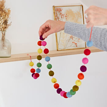 Handmade Multicoloured Felt Ball Garland, 5 of 12