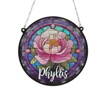 Peony Personalised Stained Glass Effect Suncatcher, 7 of 7