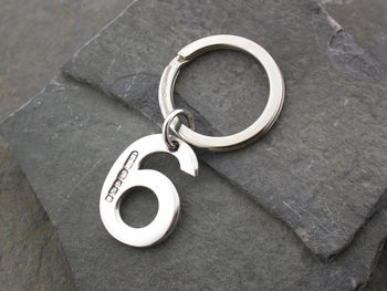 Sterling Silver Number Key Ring, 6 of 8