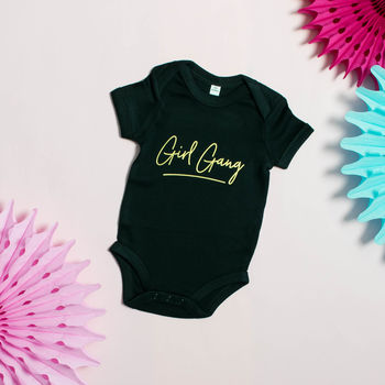 Girl Gang Mother And Daughter T Shirt And Babygrow Set, 4 of 5