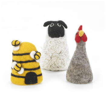 Handmade Felt Farmyard Egg Cosies Hanging Decoration, 2 of 12