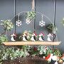 Five Christmas Puffins In Santa Hats Hanging Decoration, thumbnail 1 of 2