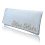 Mrs Surname Something Blue Bridal Wedding Clutch, thumbnail 5 of 6