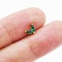 Emerald Green Cz Marquise Leaf Duo Barbell Earrings, thumbnail 7 of 11