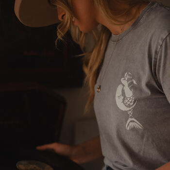 Womens 'Brave Free' Grey Acid Wash T Shirt, 4 of 7