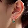 Emerald Green Cz Flower Drop Dangle Earrings, thumbnail 5 of 11