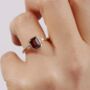 Yellow Gold Garnet And Created White Sapphire Ring, thumbnail 1 of 4