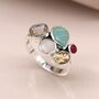 Sterling Silver Faceted Multi Gemstone Ring, thumbnail 1 of 6