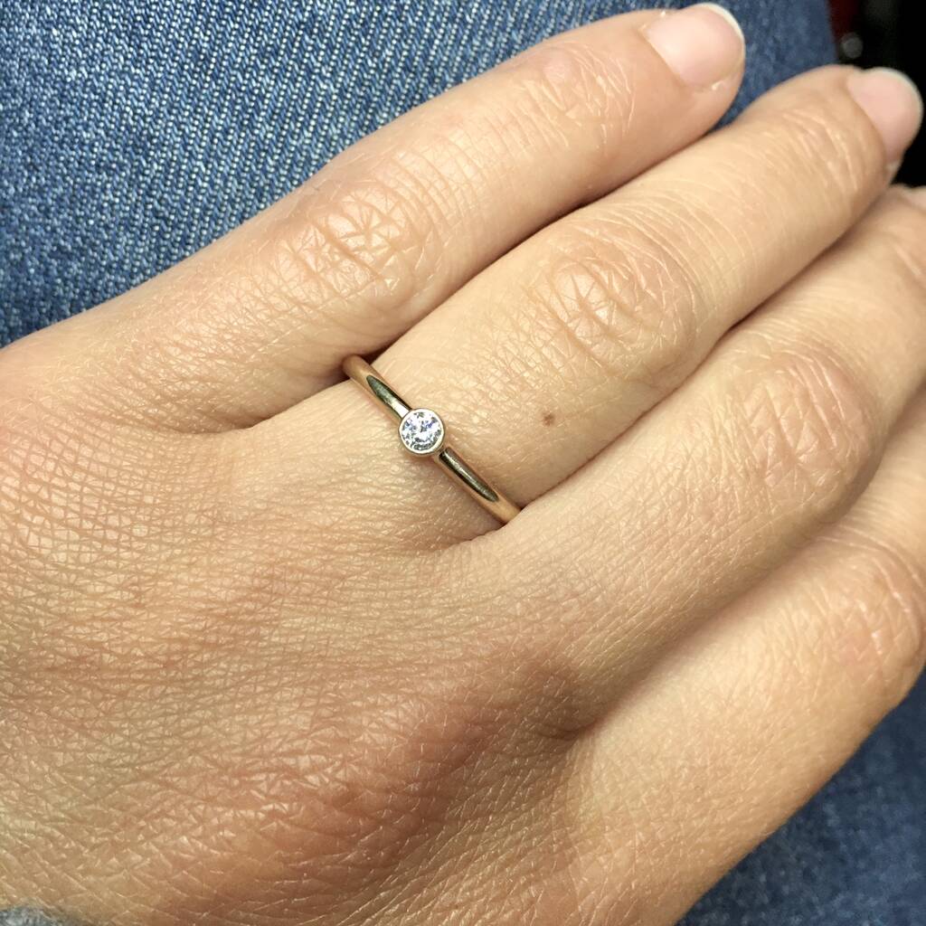 9ct Gold Round Diamond Skinny Engagement Ring By Alexandra Flynn