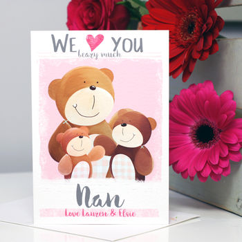Personalised Love You Beary Much Nanny Card, 2 of 8