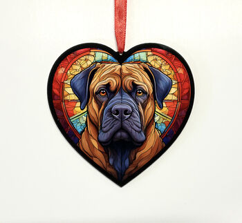 Bullmastiff Stained Glass Effect Heart Suncatcher, 6 of 6