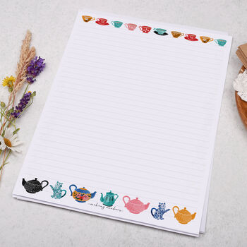 A4 Letter Writing Paper With Teapots And Teacups, 3 of 4
