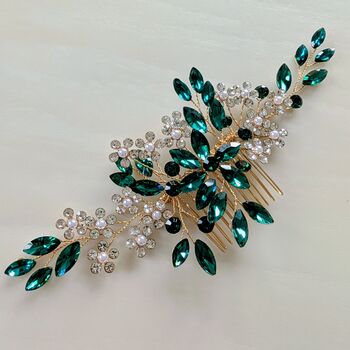 Emerald Hair Comb, 3 of 6
