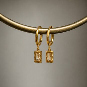 Rectangle Glister Huggie Earrings, 4 of 4