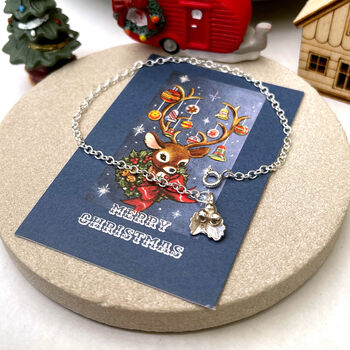 Sterling Silver Dainty Holly Christmas Bracelet, 2 of 12
