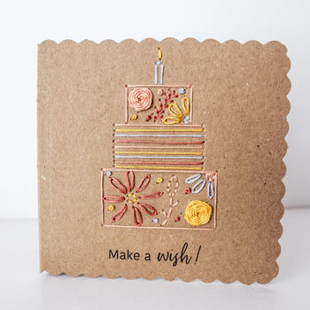 Embroidery Birthday Cards Kit – Pack Of Three Or Six With Envelopes, Hand Embroidery, 6 of 8