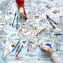 Colour In World Map Tablecloth Kit + 10 Pens, thumbnail 1 of 7