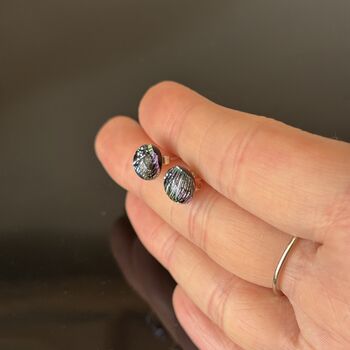 Rainbow Abstract Fused Glass Sterling Silver Stud Earrings, 9 of 10