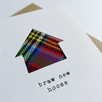 'Braw New Hoose' Scottish New Home Card Real Tartan, 3 of 6