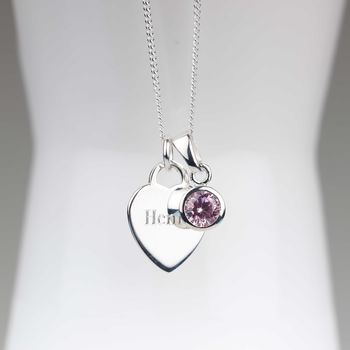 Personalised Children's Heart And Birthstone Necklace, 2 of 6