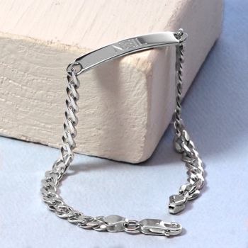 Sterling Silver Chain Identity Bracelet, 6 of 7
