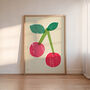 Cherry Poster, Cherry Illustration, Mid Century Print, thumbnail 1 of 10