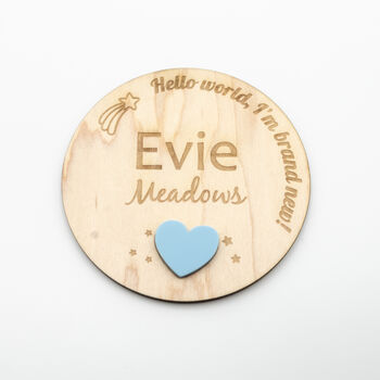 Hello World Baby Name Announcement Plaque Acrylic, 7 of 12