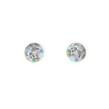 Mini Round Stud Earrings In Silver Sparkle, 3 of 4
