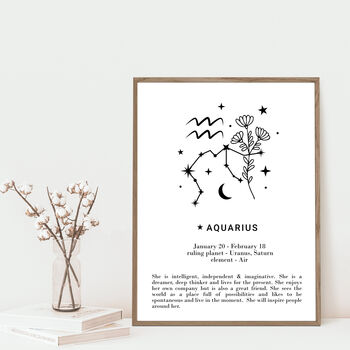 She Is Aquarius Personalised Zodiac Print, 4 of 4